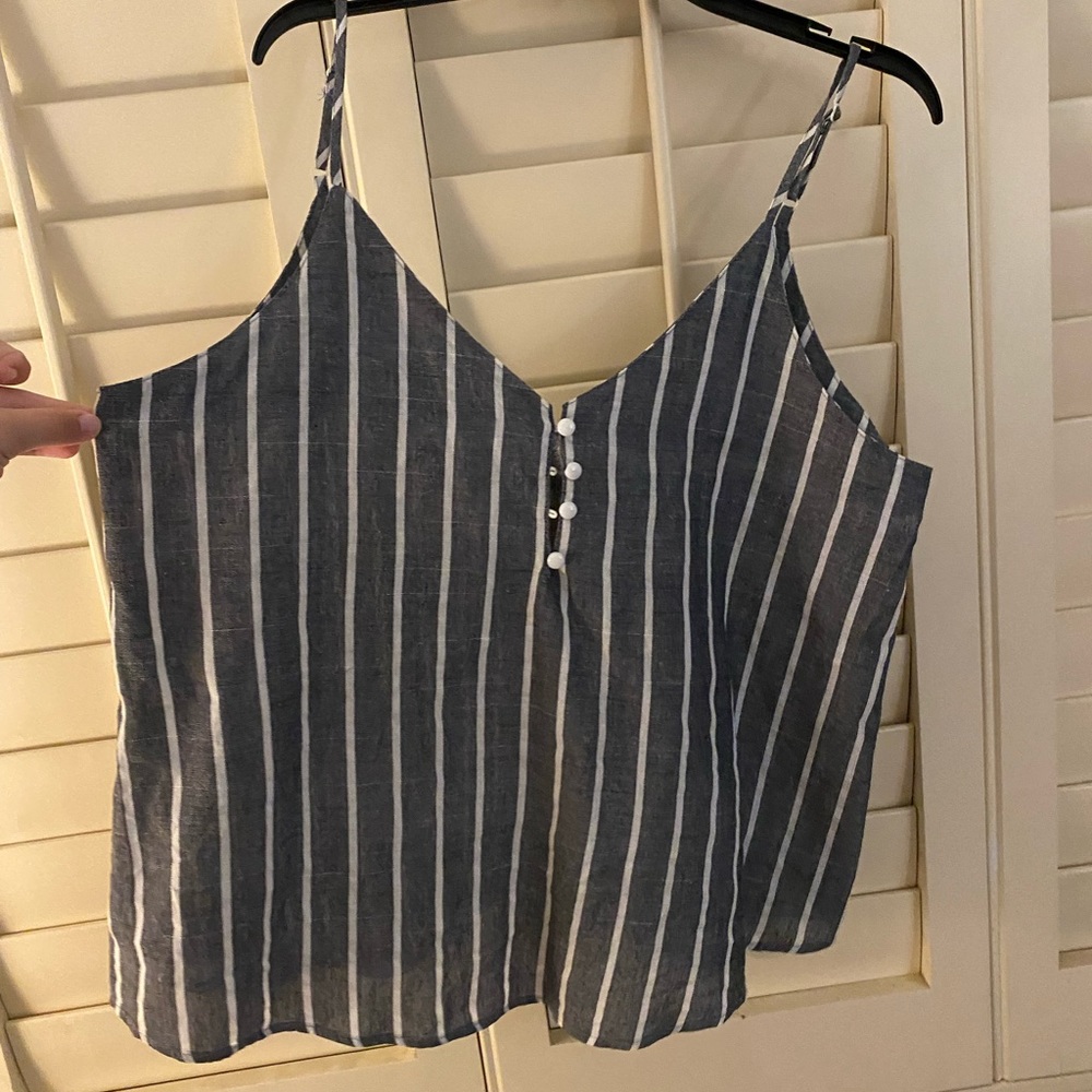 grey & white striped button up tank top!!!